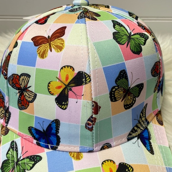 Butterfly 🦋 Pastel Colorblocked with Multicolored Butterflies Baseball Cap - Picture 6 of 12